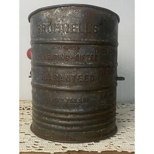 Vintage Bromwell's 3 Cup Metal Flour Sifter Rusty Rustic Country Kitchen Decor